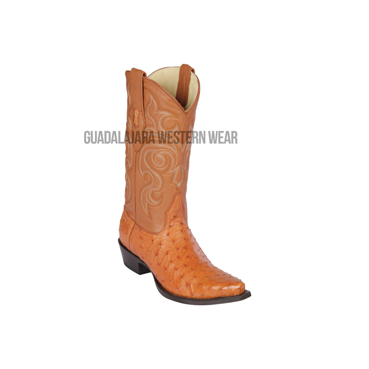 Los Altos Honey Ostrich Snip Toe Cowboy Boots
