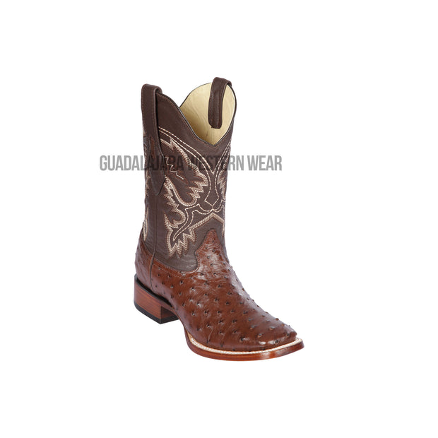 Los Altos Brown Ostrich Wide Square Toe Cowboy Boots