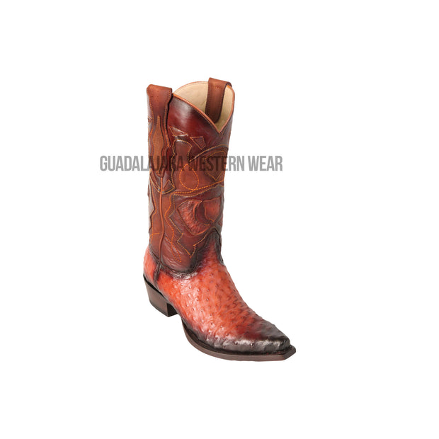 Los Altos Faded Cognac Ostrich Snip Toe Cowboy Boots
