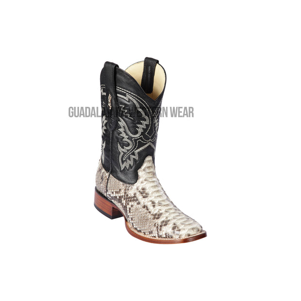 Los Altos Natural Python Wide Square Toe Cowboy Boots