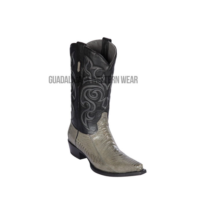 Los Altos Gray Ostrich Leg Snip Toe Cowboy Boots
