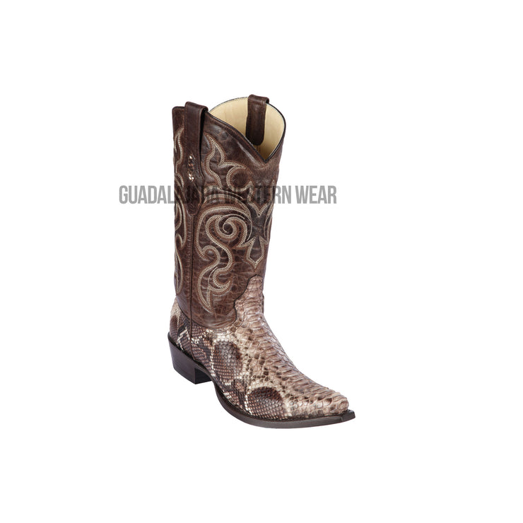 Los Altos Rustic Brown Python Snip Toe Cowboy Boots