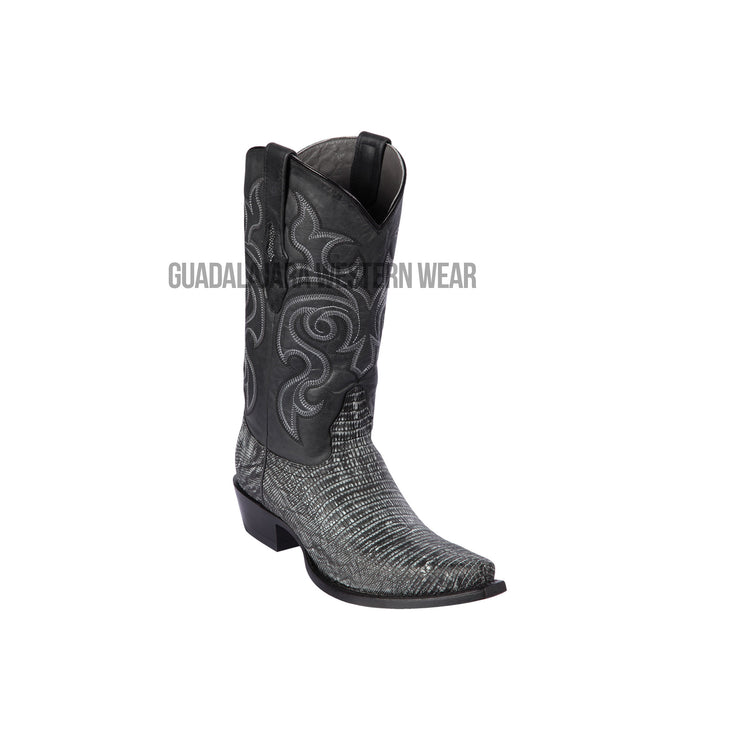 Los Altos Sanded Black Teju Snip Toe Cowboy Boots