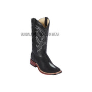 Los Altos Black Stingray Wide Square Toe Cowboy Boots