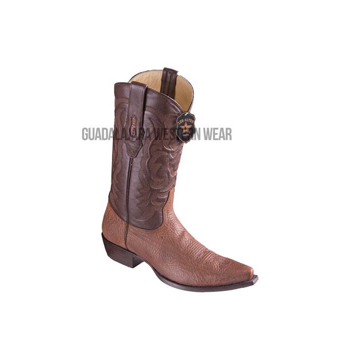 Los Altos Brown Bull Shoulder Snip Toe Cowboy Boots