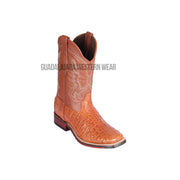 Los Altos Cognac Caiman Flank Wide Square Toe Cowboy Boots