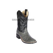 Los Altos Gray Ostrich Wide Square Toe Cowboy Boots