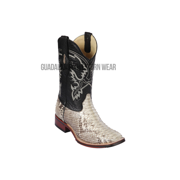 Los Altos Natural Python Wide Square Toe Cowboy Boots