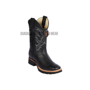 Los Altos Black Grisly Wide Square Toe Very Light EVA Sole Cowboy Boots