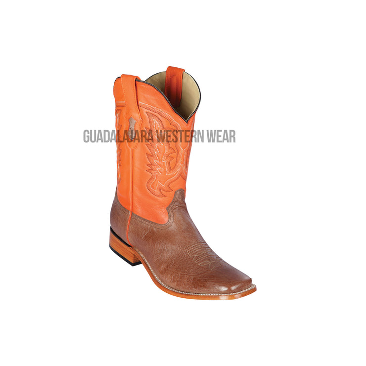 Los Altos Mocha Ostrich Belly Wide Square Toe Cowboy Boots