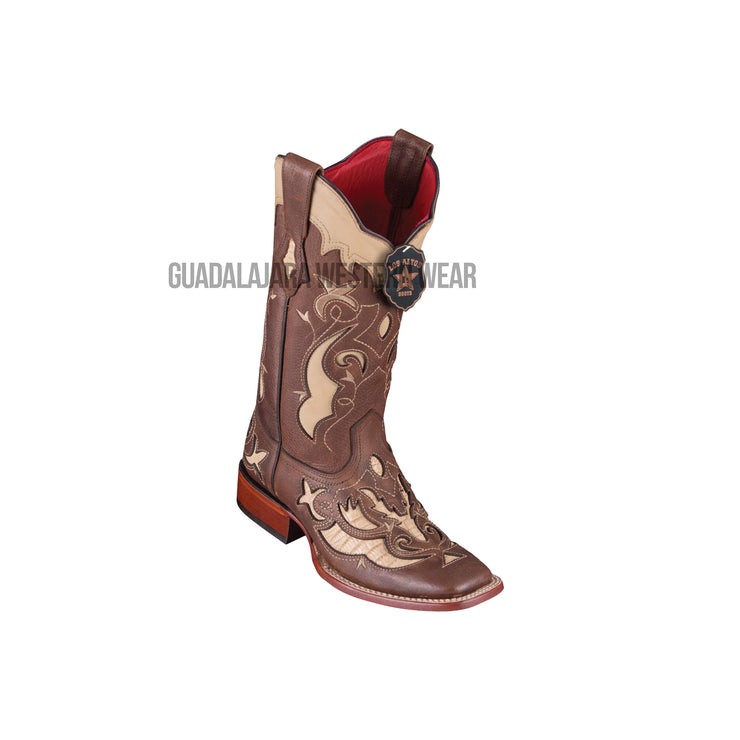 Los Altos Sanded Oryx Teju Wide Square Toe Women Western Boot