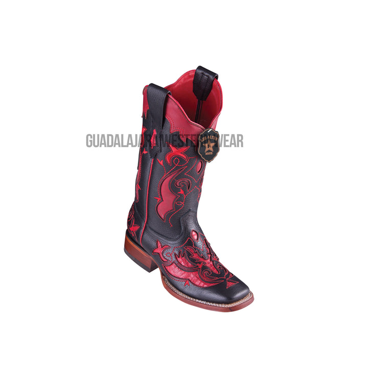 Los Altos Sanded Red Teju Wide Square Toe Women Western Boot