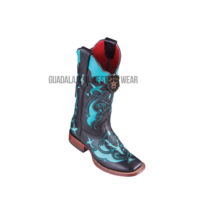 Los Altos Sanded Turquoise Teju Wide Square Toe Women Western Boot