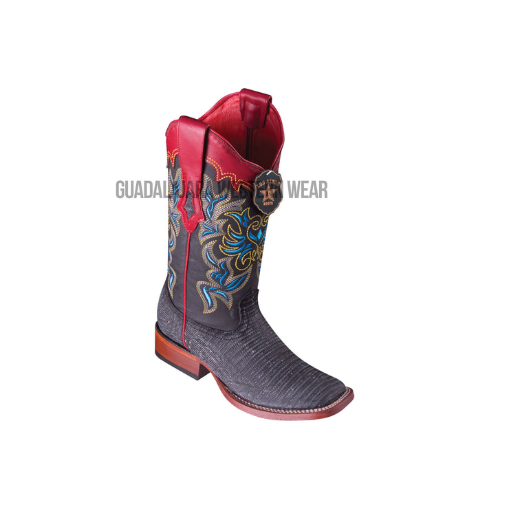 Los Altos Sanded Black Teju Wide Square Toe Women Western Boot