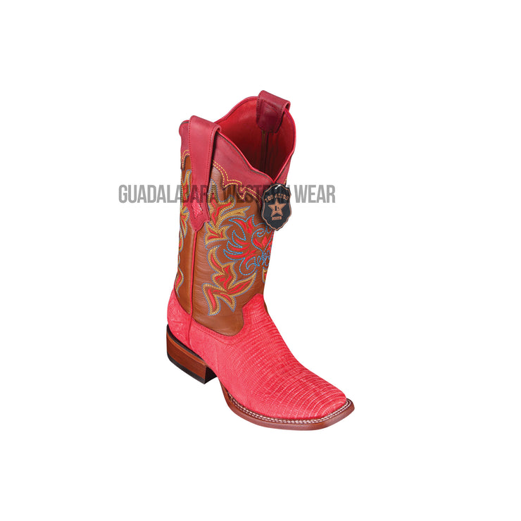 Los Altos Sanded Red Teju Wide Square Toe Women Western Boot