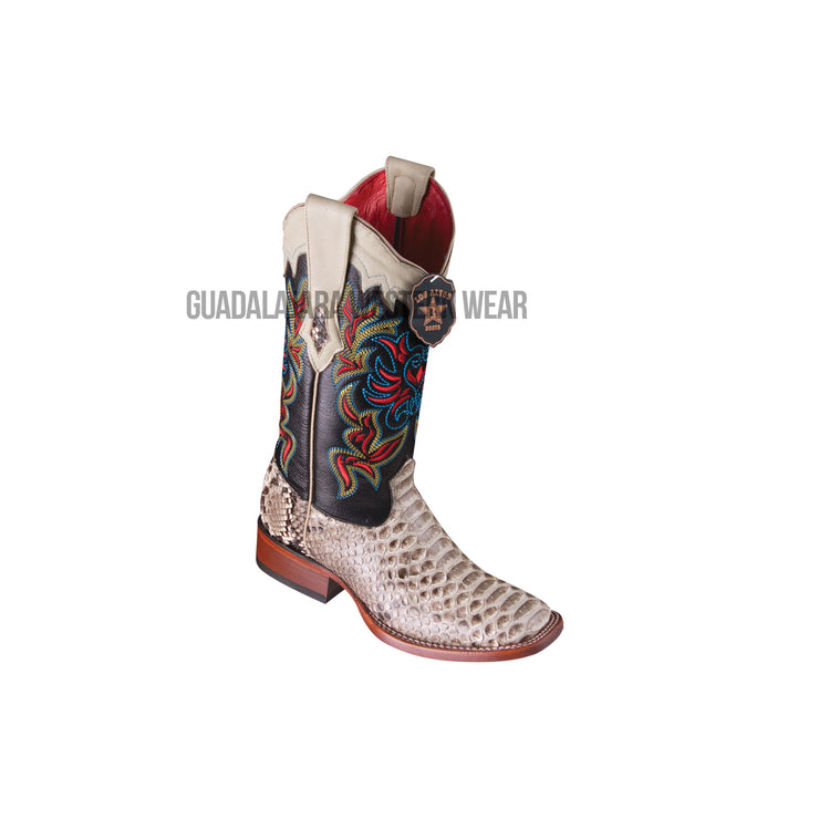 Los Altos Natural Python Wide Square Toe Women Western Boot