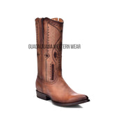 Cuadra Almond Deer With Side Zipper Semi Oval Toe Cowboy Boots
