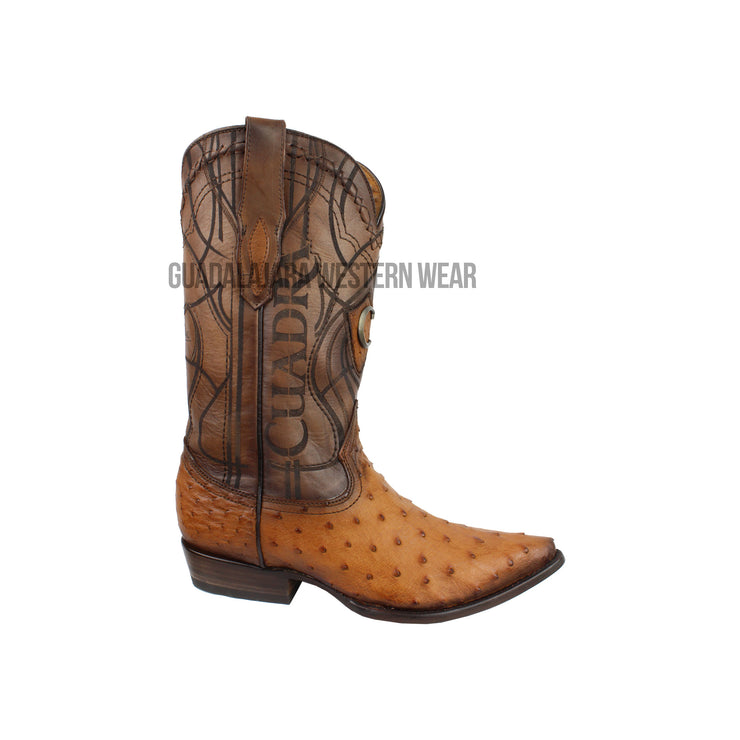 Cuadra Ostrich Flame Honey J Toe Cowboy Boots