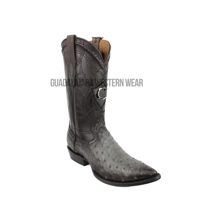Cuadra Ostrich Flame Gray J Toe Cowboy Boots