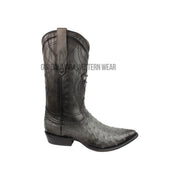 Cuadra Ostrich Flame Gray J Toe Cowboy Boots