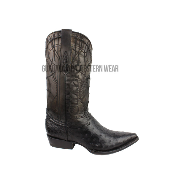 Cuadra Ostrich Black J Toe Cowboy Boots