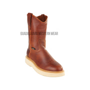 Original Michel Boots Men's Pull On Work Boot Brown Soft Toe