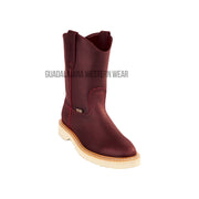 Original Michel Boots Men's Pull On Work Boot Burgundy Soft Toe