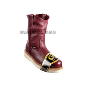 Original Michel Boots Men's Pull On Work Boot Burgundy Steel Toe