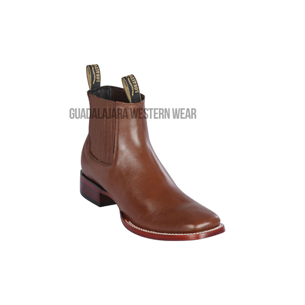 Los Altos Brown Deer Wide Square Toe Botin Charro