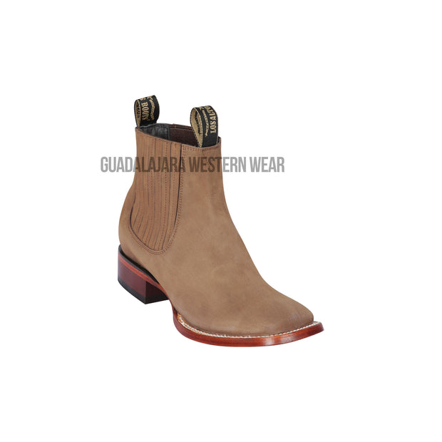 Los Altos Taupe Nobuk Wide Square Toe Botin Charro