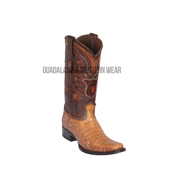 Los Altos Lisboa Cognac Caiman Belly European Square Toe Cowboy Boots