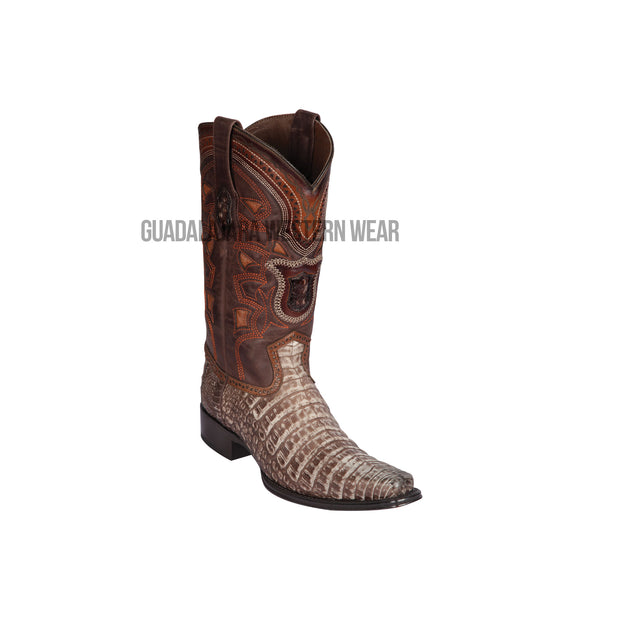 Los Altos Lisboa Brown Caiman Belly European Square Toe Cowboy Boots