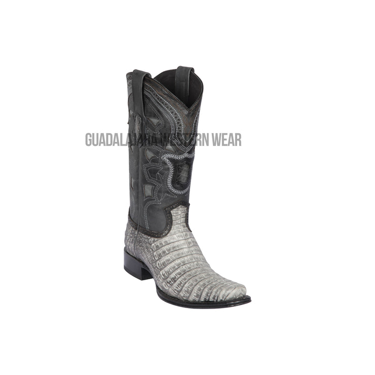 Los Altos Lisboa Gray Caiman Belly European Square Toe Cowboy Boots