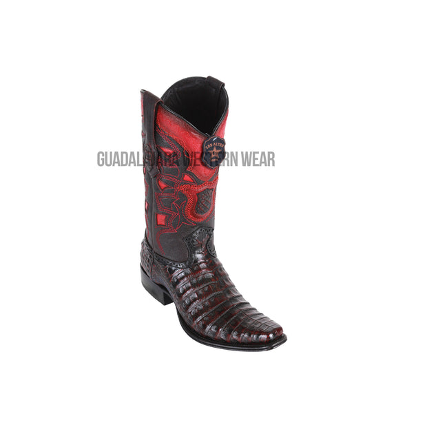 Los Altos Black Cherry Caiman Belly European Square Toe Cowboy Boots