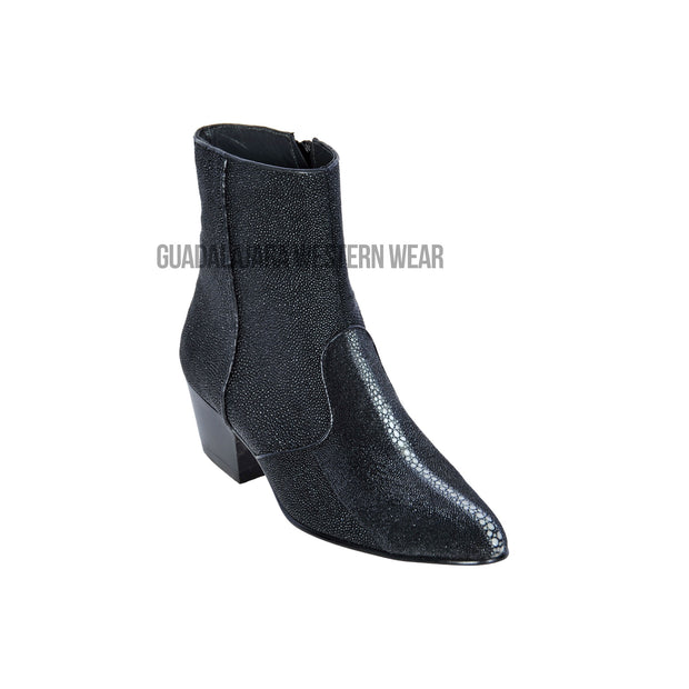 Los Altos Black Stingray Round Toe Ankle Boot