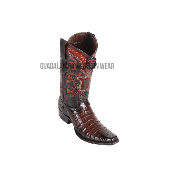 Los Altos Faded Brown Caiman Belly European Square Toe Cowboy Boots