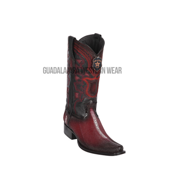 Los Altos Faded Burgundy Stingray Rowstone European Square Toe Cowboy Boots