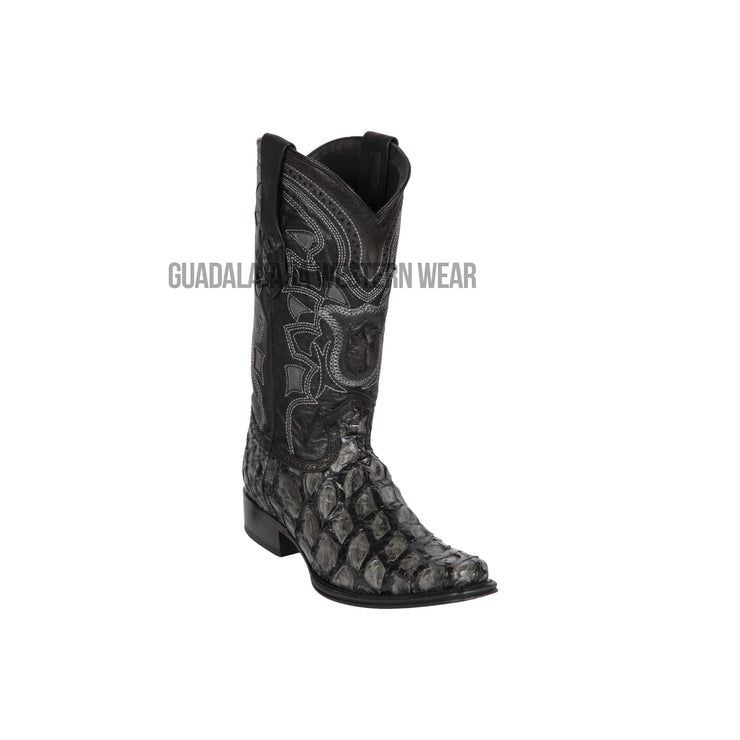 Los Altos Gray / Black Piraruccu European Square Toe Cowboy Boots