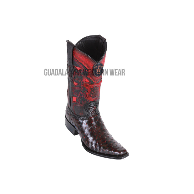 Los Altos Black Cherry Ostrich European Square Toe Cowboy Boots