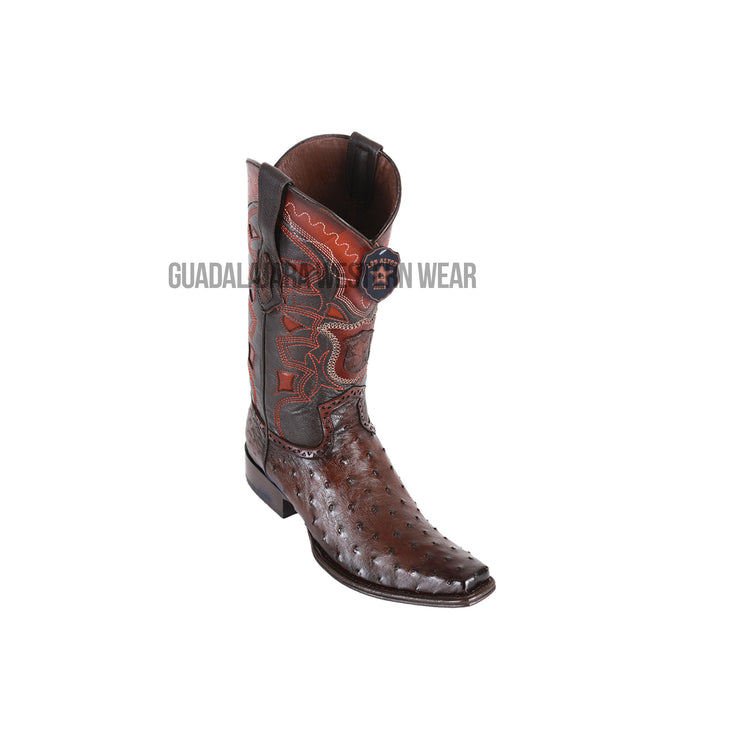 Los Altos Faded Brown Ostrich European Square Toe Cowboy Boots