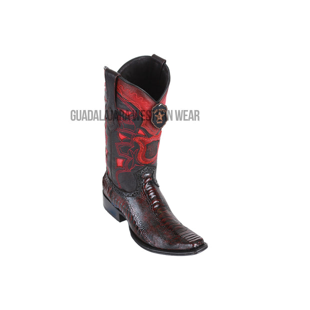 Los Altos Black Cherry Ostrich Leg European Square Toe Cowboy Boots