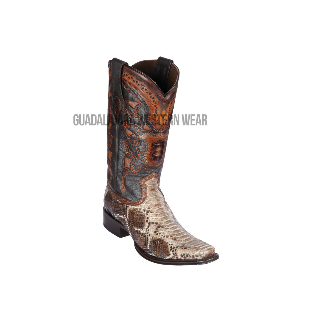 Los Altos Boots Genuine Python Brown Square Toe Size 9 EE 6682 Cowboy Western Los Altos BROWN Python Square Toe TPU Rubber Sole Western  main image 3