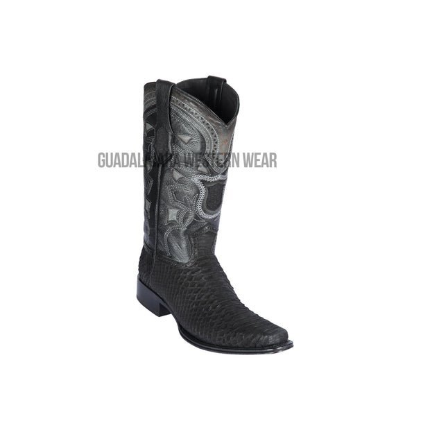 Los Altos Suede Black Python European Square Toe Cowboy Boots