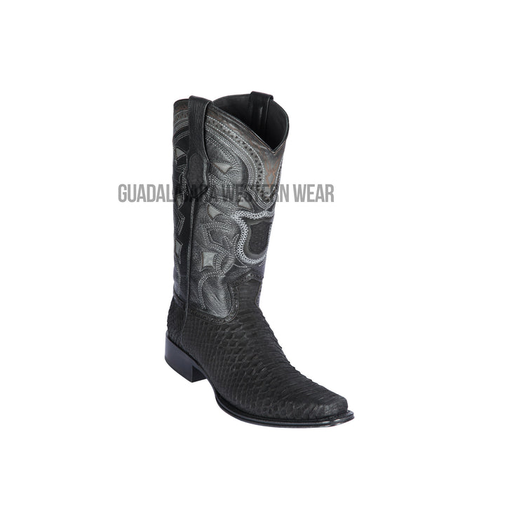 Los Altos Suede Black Python European Square Toe Cowboy Boots