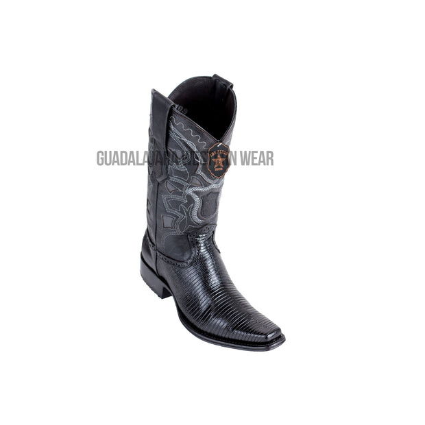 Los Altos Black Ring Lizard European Square Toe Cowboy Boots