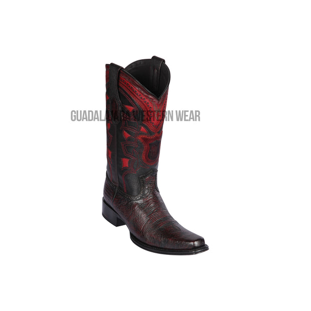 Los Altos Black Cherry Ostrich Belly European Square Toe Cowboy Boots