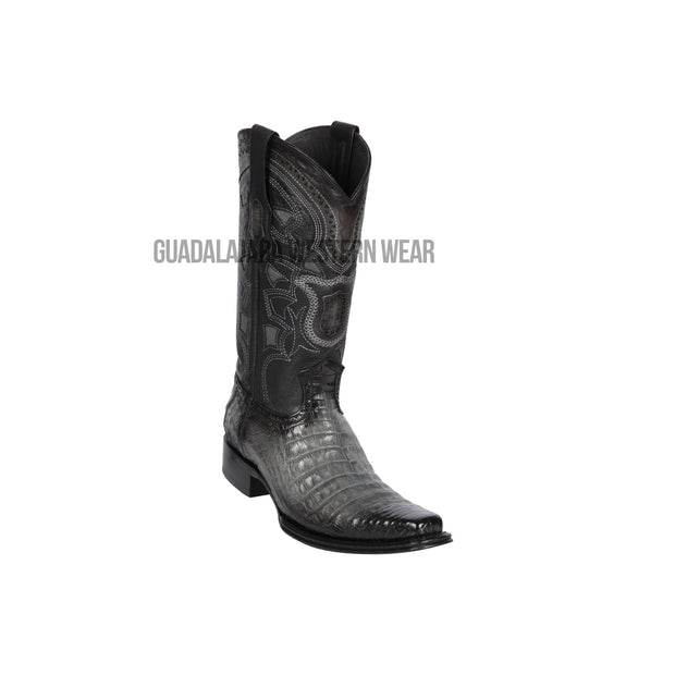 Los Altos Faded Gray Caiman Belly European Square Toe Cowboy Boots