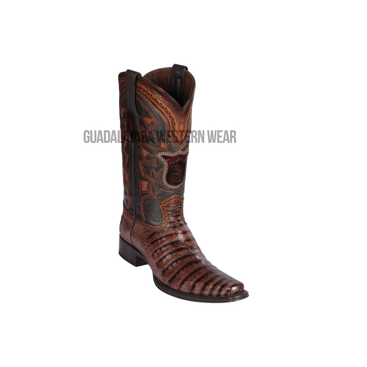 Los Altos Porto Brown Caiman Belly European Square Toe Cowboy Boots