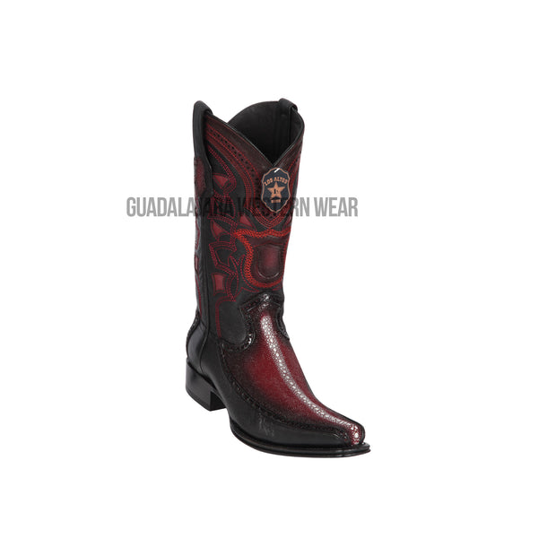 Los Altos Faded Burgundy Rowstone Stingray & Deer European Square Toe Cowboy Boots