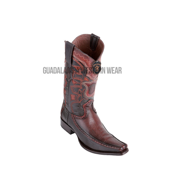 Los Altos Brown Ring Lizard & Deer European Square Toe Cowboy Boots